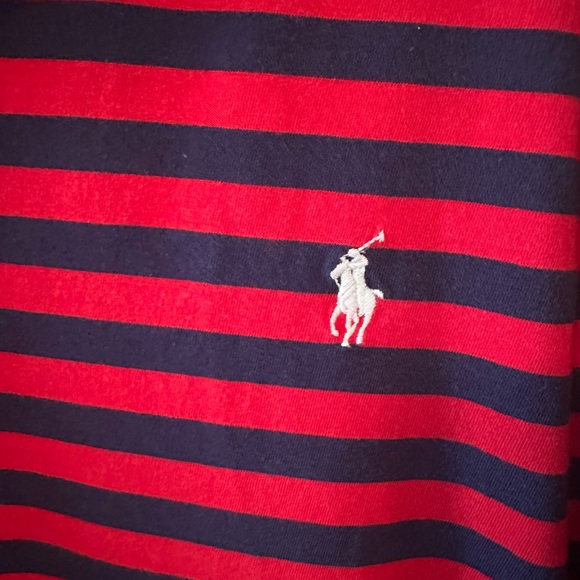 Ralph Lauren Red and Blue Striped Polo Shirt - Picture 4 of 5